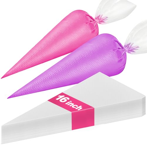 16 Inch Disposable Piping Bags - 100 Pack for Cake Decorating