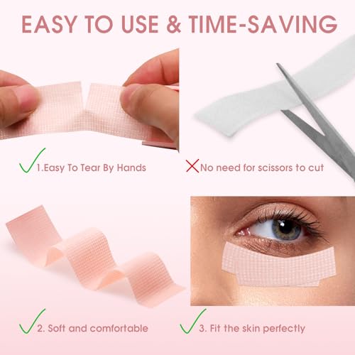 Miuffue Silicone Lash Tape for Eyelash Extensions, Pain-Free Breathable Pink