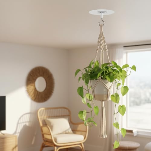 Silver Adhesive Ceiling Hook - Weight-Bearing, Drill-Free Hanging