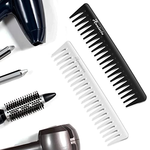 Anmieciu 2-Piece Wide Tooth Hair Detangling Comb Set, Anti-Static Carbon Fiber