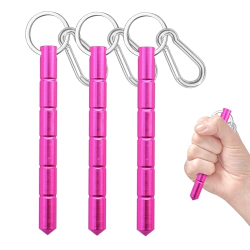 3Pcs Safety keychain Set Protection Keychain Accessories Safety Stick with 3Pcs Carabiner Clips for Women Ladies Girls