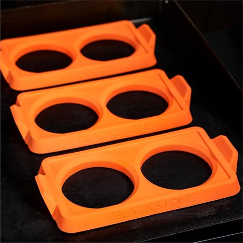 Blackstone 5600 Silicone Egg & Omelet Ring for Breakfast, Non Stick Food Grade Round Egg Cooking Shapers Ring Mold for Pancake, Patties & English Muffin ? Portable Griddle Accessories,Orange(Set of 3)
