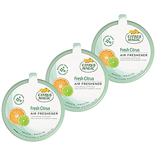 Citrus Magic Solid Air Fresheners with Fresh Citrus Scent - 8 Ounce Pack of 3, White/Green
