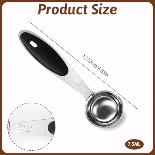Stainless Steel Measuring Spoon with Black Silicone Grip - 1/2 Tbsp