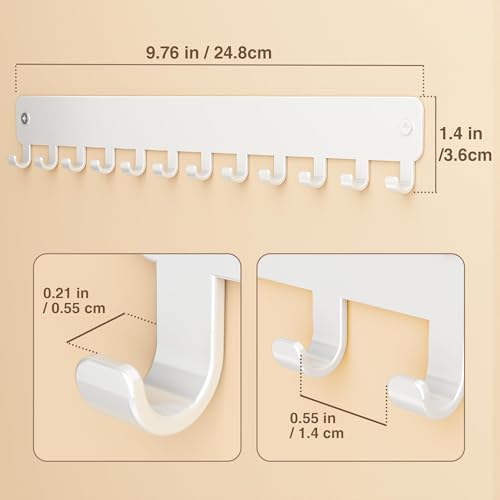 Wall-Mounted Necklace Organizer with Hooks - 2 PCS White Jewelry Holder