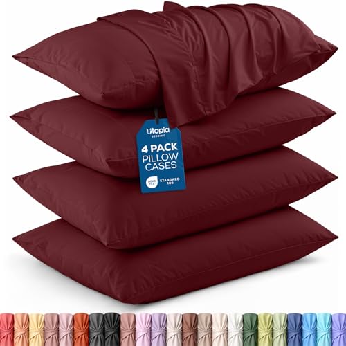 Utopia Bedding King Size Pillow Cases, Set of 2, Soft Microfiber, Burgundy