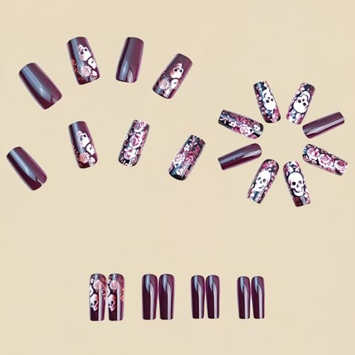 GRITOSE Halloween Press on Nails Long Square False Acrylic Nails