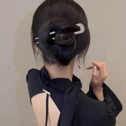 PRAVICS U-Shaped French Hair Pins for Thick Hair, 4Pcs Metal Updo Clips