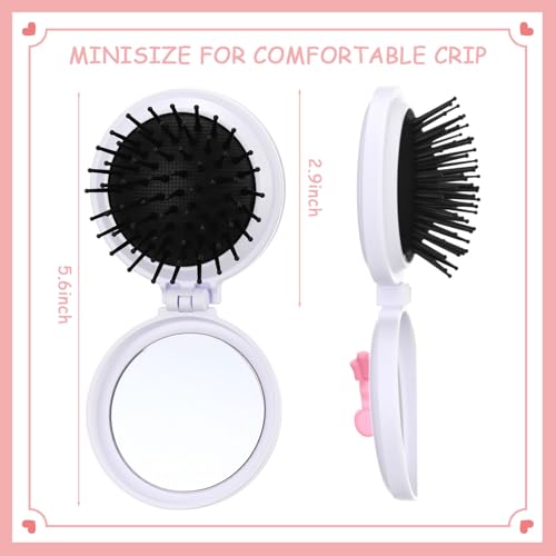 LemonRoad 6 Pack Foldable Travel Mirror Hair Brushes White Mini Pocket Comb