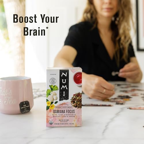 Numi Organic Damiana Focus Tea - 48 Herbal Tea Bags, Caffeine-Free