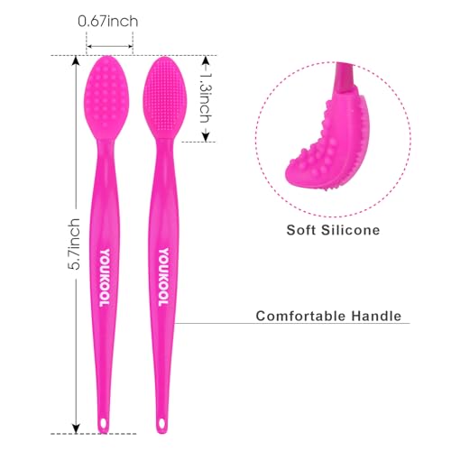 YOUKOOL Silicone Facial Cleansing Brush & Face Scrubber 2 Pack Fuchsia