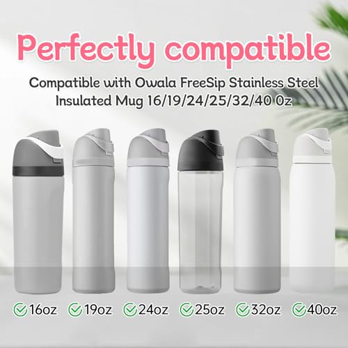 4 Sets Replacement Stopper and Ring Compatible with Owala FreeSip 24oz 32oz,Water Bottle Top Gasket Lid for Owala 16/19/24/32/40oz Seal Bottle Mouth Cap Stopper Silicone Parts Accessories (Pink)