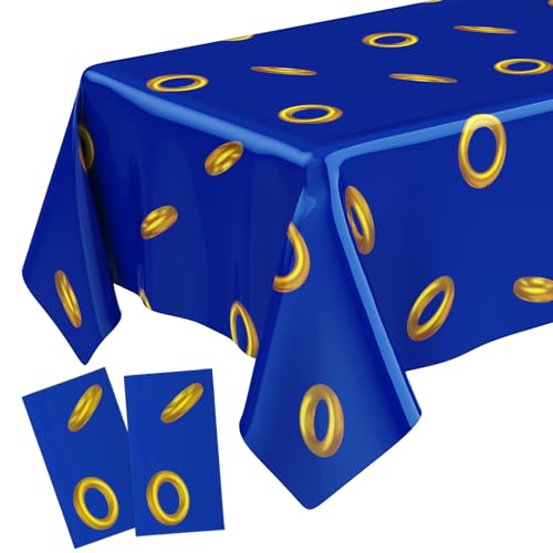 Gilprop Blue Gold Ring Tablecloths - 2 Pack, 108x54 in