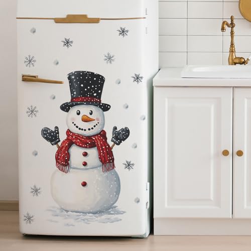 Christmas Refrigerator Decal Stickers Snowflake Snowman Door Clings Holiday Decor