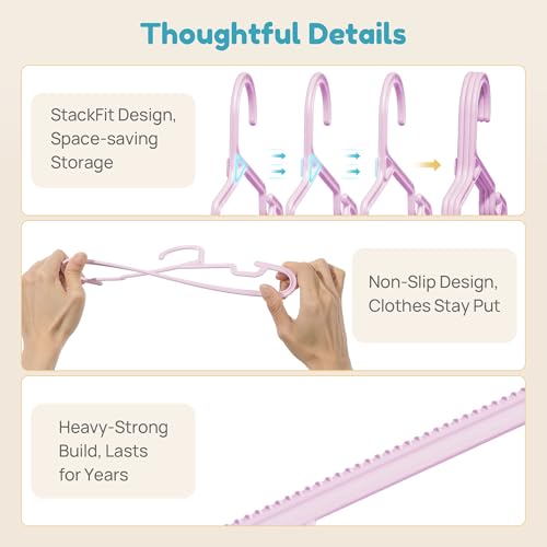 Vtopmart 60 Pack 11-Inch Kids Clothes Hangers, Space-Saving Interlocking Baby Hangers