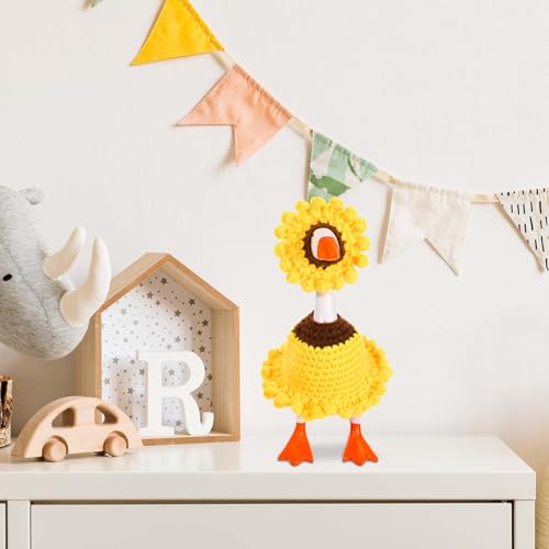 Sunflower Desk Goose Outfit - Handmade Crochet Clothes & Hat for 7" Goose Statues
