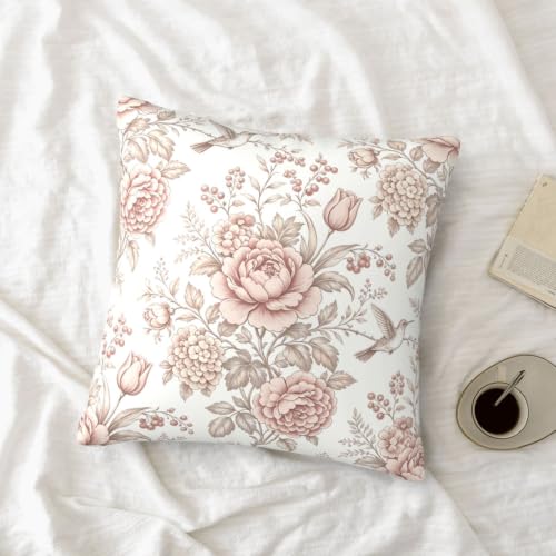 Vintage Chinoiserie Floral Pillow Covers 18x18 Inches - Set of 2