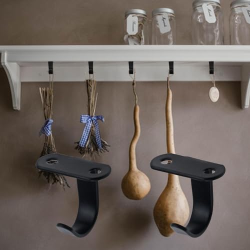 Antrader Black Ceiling Hooks - 12-Pack Stainless Steel Under-Shelf Hangers