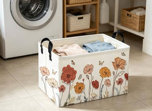 Flower Cluster Rectangular Storage Basket - Cute Organizer Bin