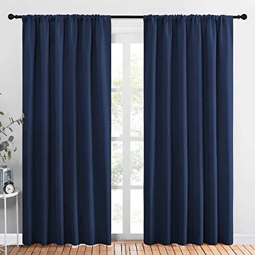 NICETOWN Navy Blackout Curtains 62x84 Inch - Thermal Insulated Set of 2