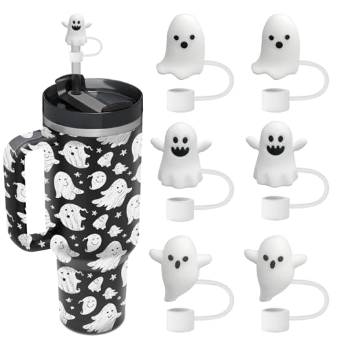 Halloween Ghost Straw Toppers - Silicone Covers for Stanley 30/40 Oz