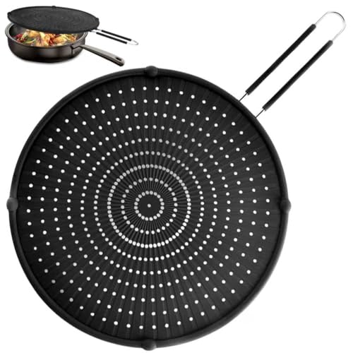 Apidgrowth Silicone Splatter Screen for Frying Pan - 13-inch Black Grease Guard