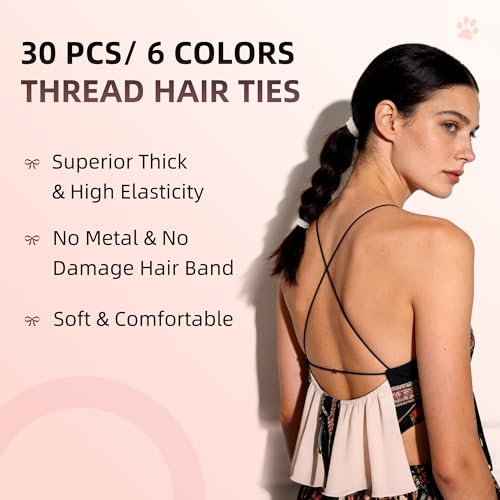 30 Pcs Knotted Hair Ties Elastic Ponytail Holders for Thick and Fine Hair