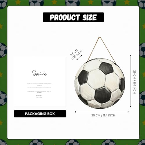 Smile Classic Soccer Ball Wooden Door Hanger - Hand-Painted Sports Decor