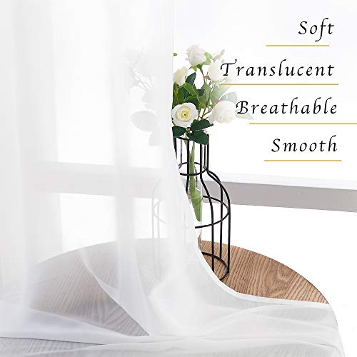 NICETOWN White Sheer Curtains 55"W x 84"L (2-Pack) - Chiffon Semi Sheer Panel