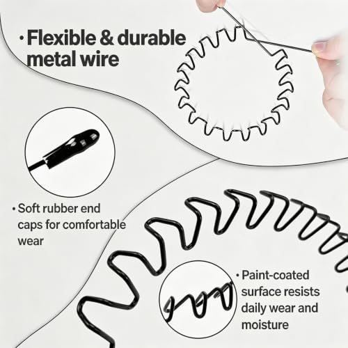 Metal Headband for Men, Non-Slip Wave Hair Band with Adjustable Flex Grip