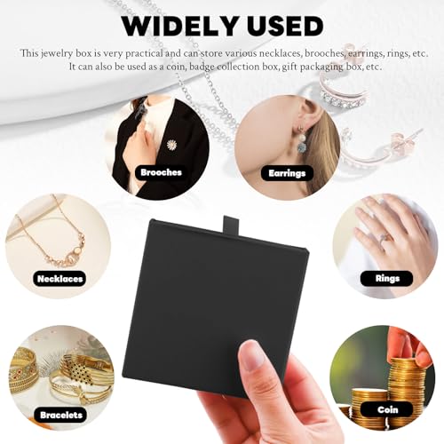 4 Pack Square Jewelry Gift Boxes with Drawer Design - Black
