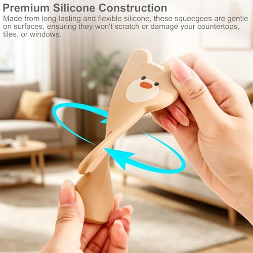 Portable Silicone Bear Squeegee Set - Multi-Use Kitchen & Window Cleaner