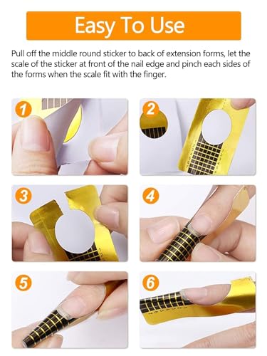Yokilly Nail Forms for Acrylic Nails & Polygel Tips Guide - 100PCS