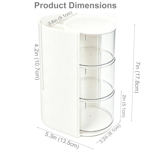 Neehows White Hair Accessories Organizer with Rotating Brush Holder