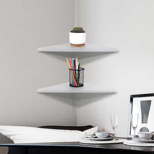 Evron Corner Mounting Shelf Set of 2 - Clear Floating Wall Shelves
