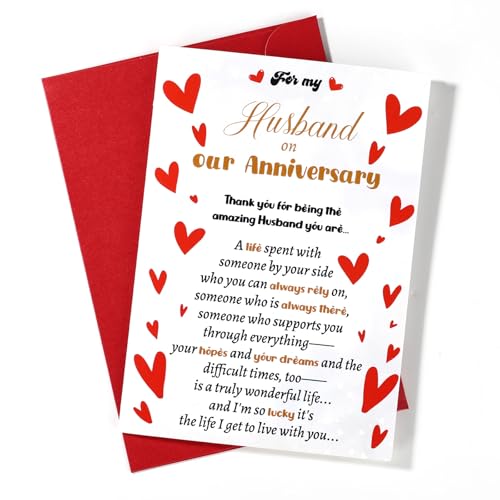 Romantic Anniversary Card for Husband with Red Envelope