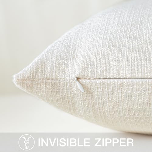 OTOSTAR Cream Beige Linen Throw Pillow Cover 12x20 Inch