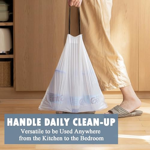 PACCOLYN 4 Gallon Small Trash Bags with Drawstring, 57 Count White Liners