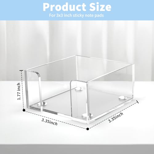 Clear Acrylic Sticky Note Holder for 3x3 Inch Notes - Desk Organizer