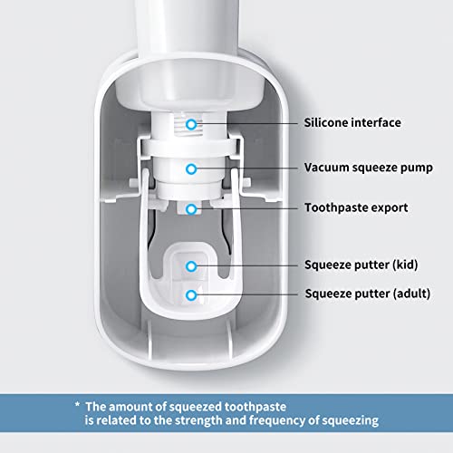 MOPMS Automatic Toothpaste Dispenser - Wall Mounted Bathroom Organizer, Gray