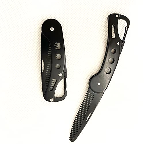 Stainless Steel Folding Beard Comb & Mustache Pocket Grooming Tool with Bottle Opener