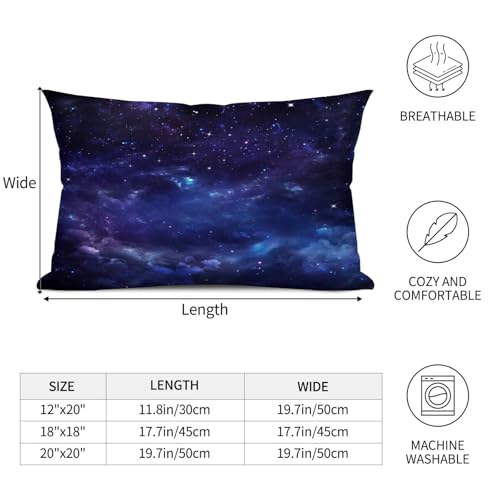 BEITUOLA Galaxy Lumbar Throw Pillow Covers, 12x20 Inch Purple Set of 2