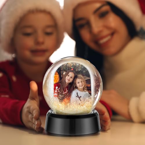Suzile 12 Pcs Photo Snow Globes Double Sided Clear Plastic Frame - Snowflake Sequin Balls