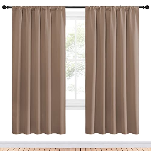 NICETOWN Blackout Curtain Panels Set of 2 - Cappuccino, 52x72 Inches, Thermal Insulated Bedroom Drapes