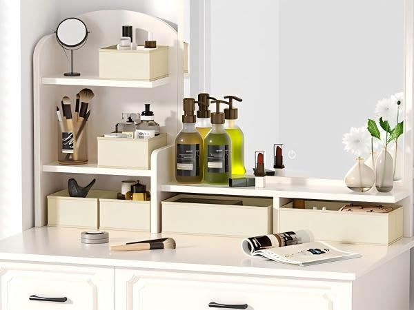 DIMJ Drawer Organizers for Clothes - Beige 4 Pack Storage Bins