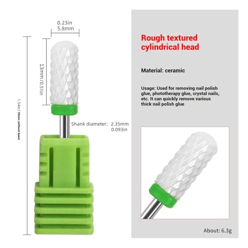 TIKMNO Ceramic Nail Drill Bits Set - 4 Pcs 3/32 Inch Professional Efile Bits