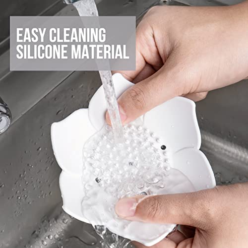 WhistenFla 4-Pack Lotus Silicone Soap Dish - Self-Draining Shower Tray