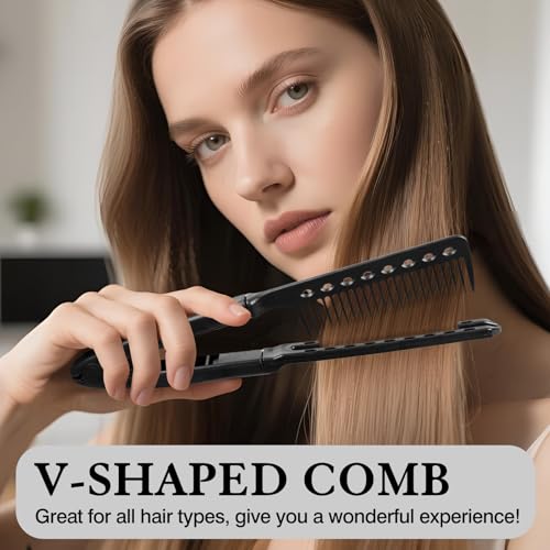 Hair Straightening Comb V-Shaped Detangling Styling Tool 2-Pack