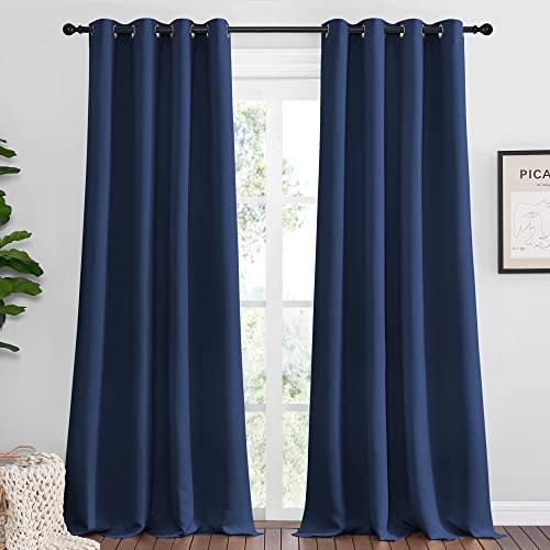 NICETOWN Blackout Curtains, Navy 55 x 108-inch Grommet Drapes (Set of 2)