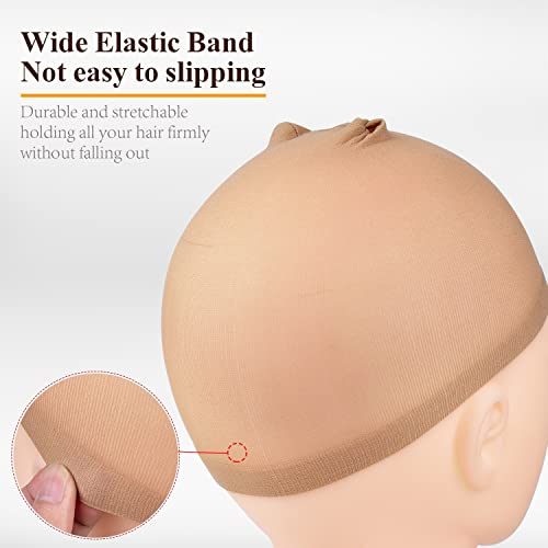 MORGLES Stretchy Nylon Wig Caps 6 Pack - Closed End Stocking Caps